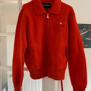 Vintage red boiled wool bomber